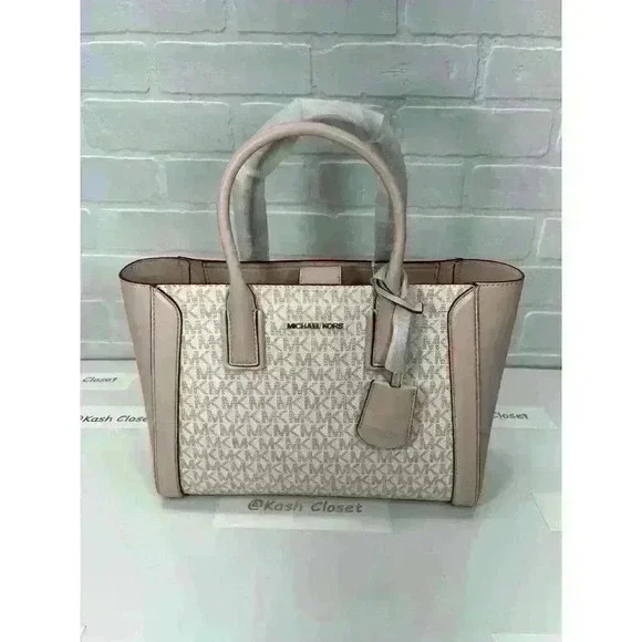 Michael Kors Kali Satchel MD Purse Ipad Case Tote Shoulder Bag Opticwht Rose Gld